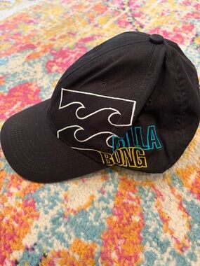 Billabong Black Cap with White, Teal and Yellow Embroidery